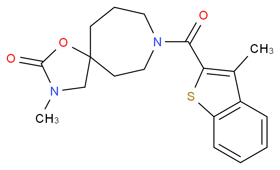 3-methyl-8-[(3-methyl-1-benzothien-2-yl)carbonyl]-1-oxa-3,8-diazaspiro[4.6]undecan-2-one_Molecular_structure_CAS_)