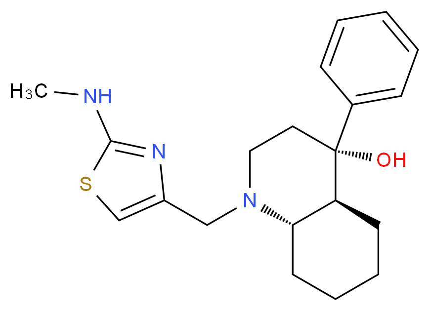 (4S*,4aS*,8aS*)-1-{[2-(methylamino)-1,3-thiazol-4-yl]methyl}-4-phenyldecahydro-4-quinolinol_Molecular_structure_CAS_)