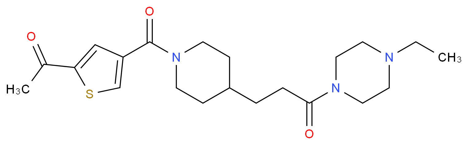 1-[4-({4-[3-(4-ethyl-1-piperazinyl)-3-oxopropyl]-1-piperidinyl}carbonyl)-2-thienyl]ethanone_Molecular_structure_CAS_)