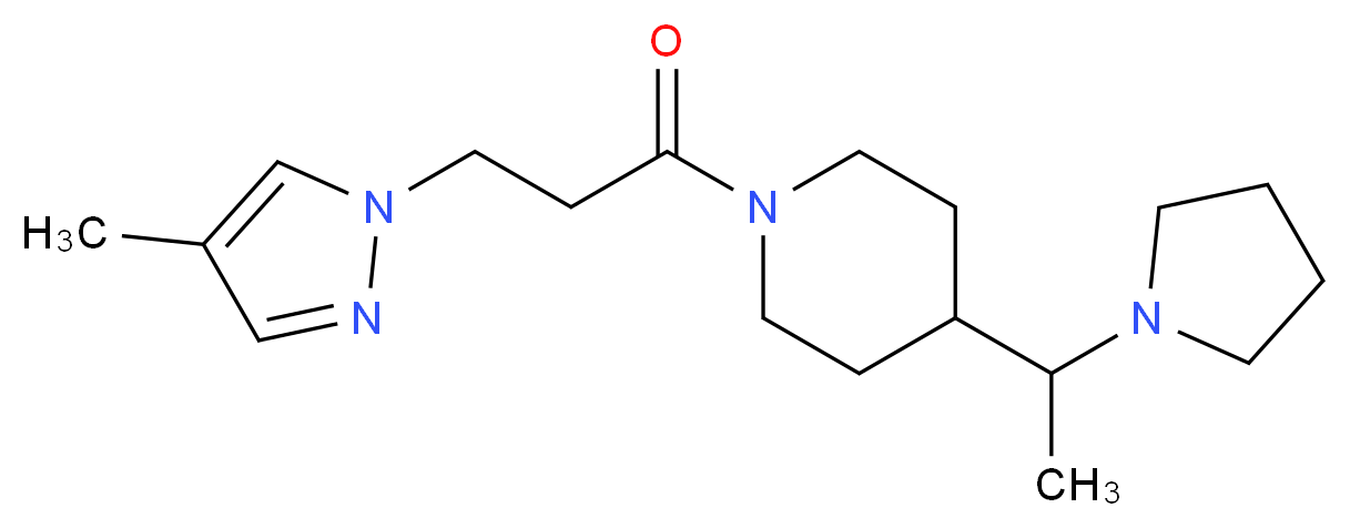 1-[3-(4-methyl-1H-pyrazol-1-yl)propanoyl]-4-[1-(1-pyrrolidinyl)ethyl]piperidine_Molecular_structure_CAS_)