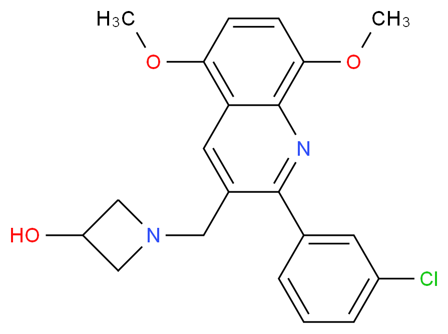 1-{[2-(3-chlorophenyl)-5,8-dimethoxy-3-quinolinyl]methyl}-3-azetidinol_Molecular_structure_CAS_)