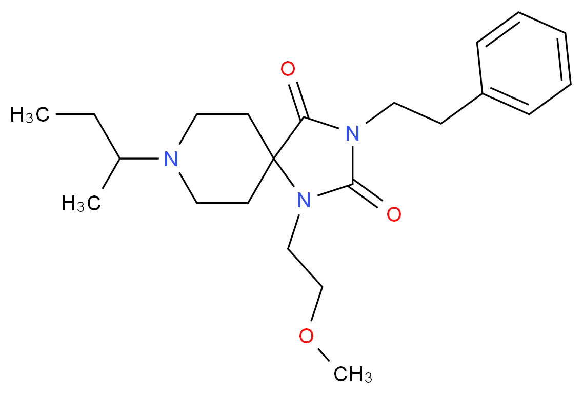 8-sec-butyl-1-(2-methoxyethyl)-3-(2-phenylethyl)-1,3,8-triazaspiro[4.5]decane-2,4-dione_Molecular_structure_CAS_)