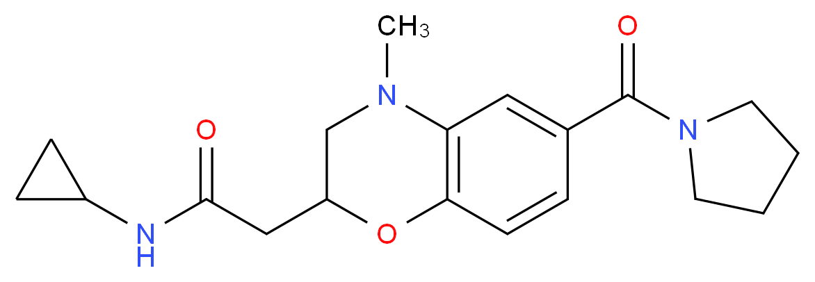 N-cyclopropyl-2-[4-methyl-6-(pyrrolidin-1-ylcarbonyl)-3,4-dihydro-2H-1,4-benzoxazin-2-yl]acetamide_Molecular_structure_CAS_)