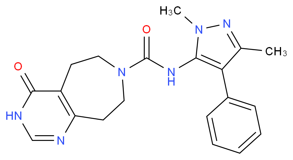 N-(1,3-dimethyl-4-phenyl-1H-pyrazol-5-yl)-4-oxo-3,4,5,6,8,9-hexahydro-7H-pyrimido[4,5-d]azepine-7-carboxamide_Molecular_structure_CAS_)