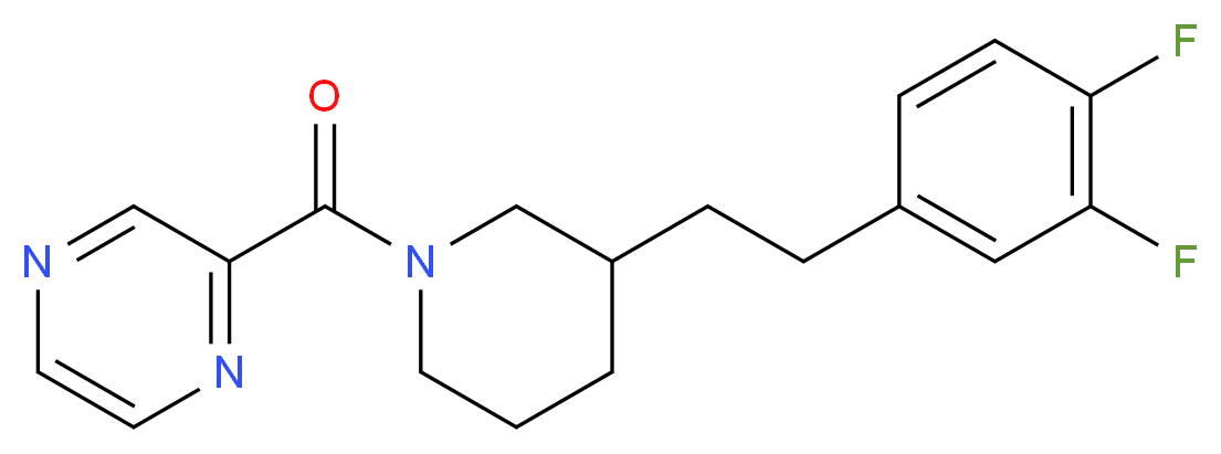 2-({3-[2-(3,4-difluorophenyl)ethyl]-1-piperidinyl}carbonyl)pyrazine_Molecular_structure_CAS_)