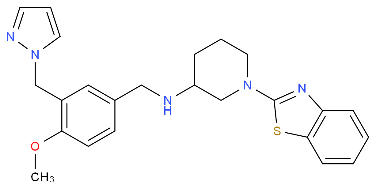 1-(1,3-benzothiazol-2-yl)-N-[4-methoxy-3-(1H-pyrazol-1-ylmethyl)benzyl]-3-piperidinamine_Molecular_structure_CAS_)
