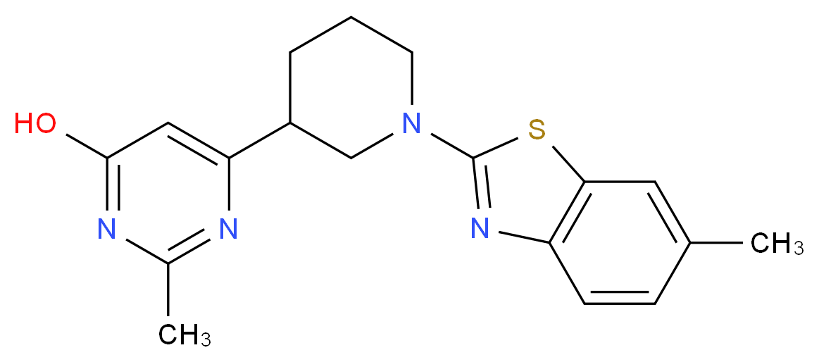 2-methyl-6-[1-(6-methyl-1,3-benzothiazol-2-yl)-3-piperidinyl]-4-pyrimidinol_Molecular_structure_CAS_)