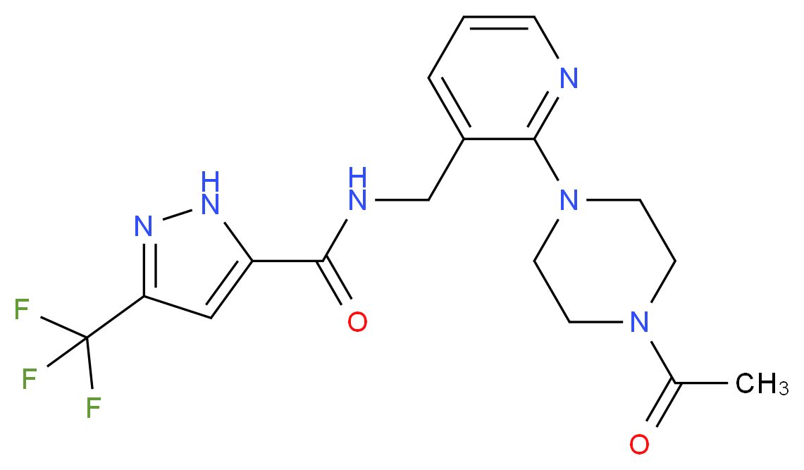 N-{[2-(4-acetyl-1-piperazinyl)-3-pyridinyl]methyl}-3-(trifluoromethyl)-1H-pyrazole-5-carboxamide_Molecular_structure_CAS_)