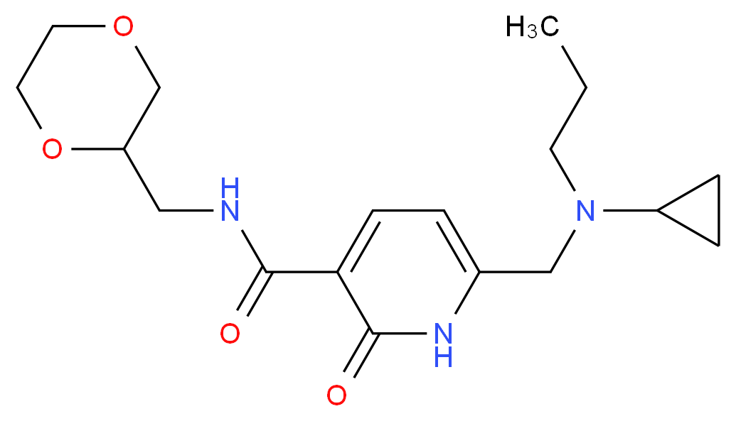 6-{[cyclopropyl(propyl)amino]methyl}-N-(1,4-dioxan-2-ylmethyl)-2-oxo-1,2-dihydropyridine-3-carboxamide_Molecular_structure_CAS_)