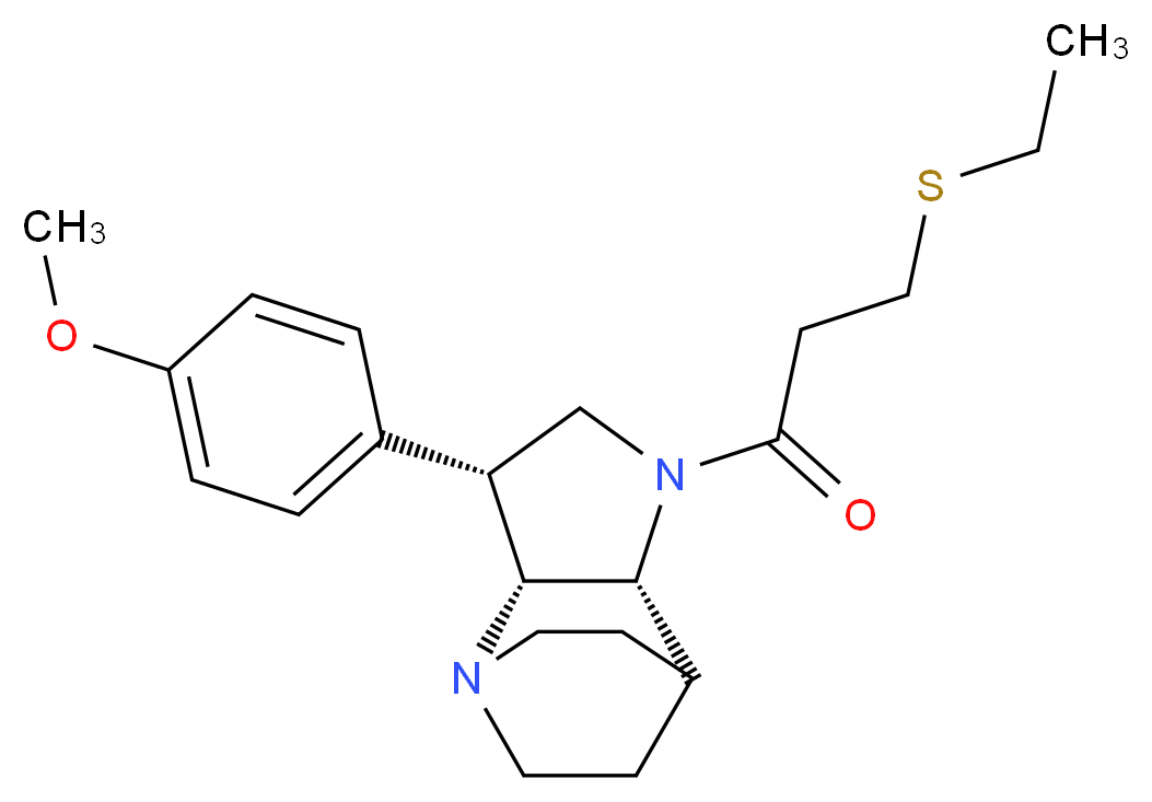 (3R*,3aR*,7aR*)-1-[3-(ethylthio)propanoyl]-3-(4-methoxyphenyl)octahydro-4,7-ethanopyrrolo[3,2-b]pyridine_Molecular_structure_CAS_)