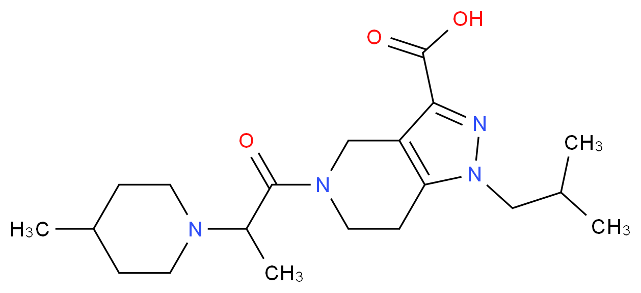 1-isobutyl-5-[2-(4-methylpiperidin-1-yl)propanoyl]-4,5,6,7-tetrahydro-1H-pyrazolo[4,3-c]pyridine-3-carboxylic acid_Molecular_structure_CAS_)
