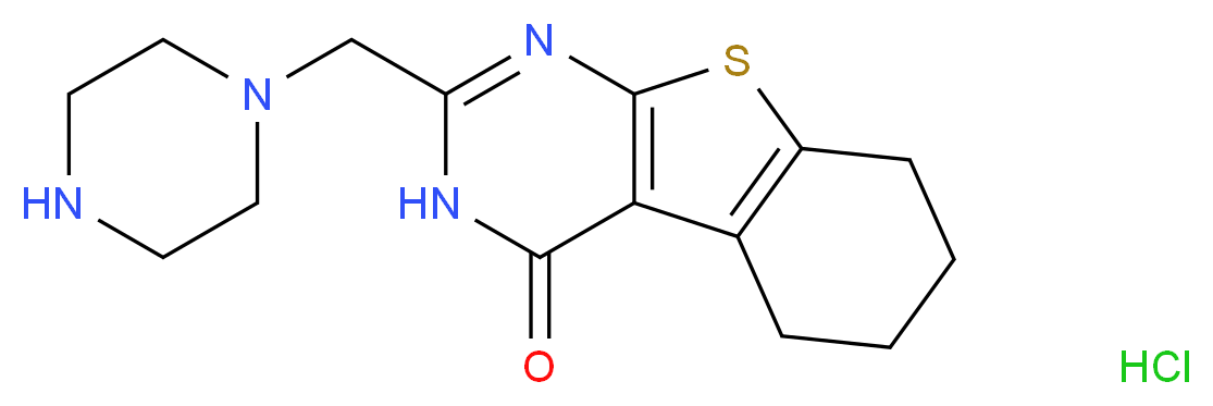 2-(piperazin-1-ylmethyl)-5,6,7,8-tetrahydro[1]benzothieno[2,3-d]pyrimidin-4(3H)-one hydrochloride_Molecular_structure_CAS_)