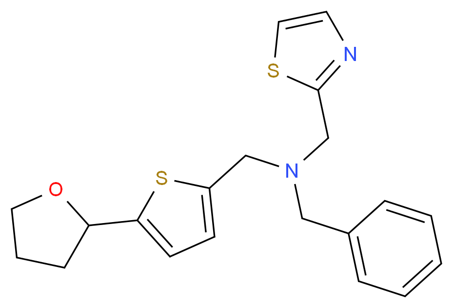1-phenyl-N-{[5-(tetrahydrofuran-2-yl)-2-thienyl]methyl}-N-(1,3-thiazol-2-ylmethyl)methanamine_Molecular_structure_CAS_)
