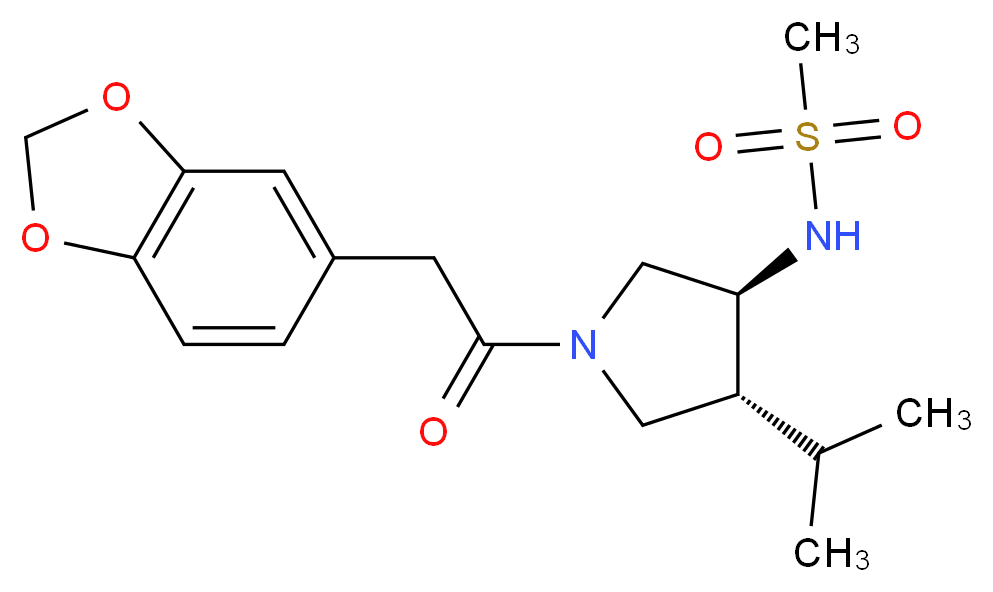 N-[(3S*,4R*)-1-(1,3-benzodioxol-5-ylacetyl)-4-isopropyl-3-pyrrolidinyl]methanesulfonamide_Molecular_structure_CAS_)