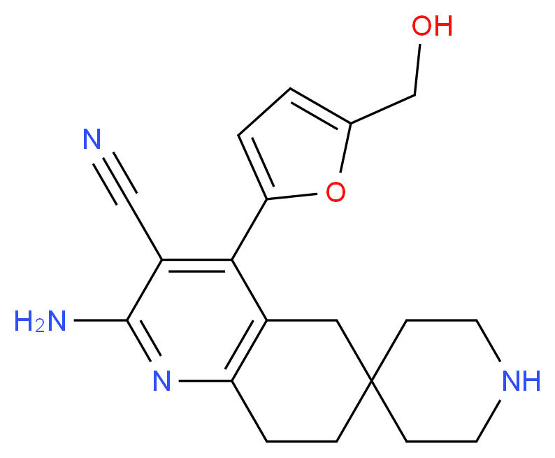 2'-amino-4'-[5-(hydroxymethyl)-2-furyl]-7',8'-dihydro-5'H-spiro[piperidine-4,6'-quinoline]-3'-carbonitrile_Molecular_structure_CAS_)