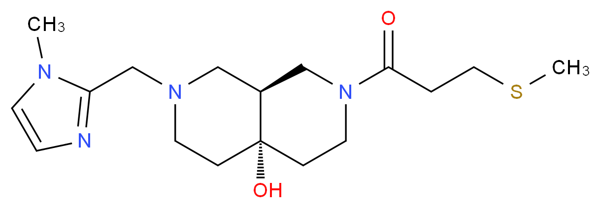 (4aS*,8aS*)-2-[(1-methyl-1H-imidazol-2-yl)methyl]-7-[3-(methylthio)propanoyl]octahydro-2,7-naphthyridin-4a(2H)-ol_Molecular_structure_CAS_)