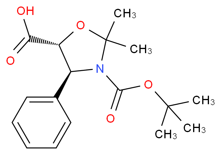 (4S,5R)-3-(tert-Butoxycarbonyl)-2,2-dimethyl-4-phenyloxazolidine-5-carboxylic acid_Molecular_structure_CAS_143527-70-2)