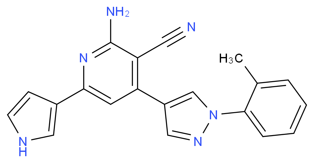 2-amino-4-[1-(2-methylphenyl)-1H-pyrazol-4-yl]-6-(1H-pyrrol-3-yl)nicotinonitrile_Molecular_structure_CAS_)