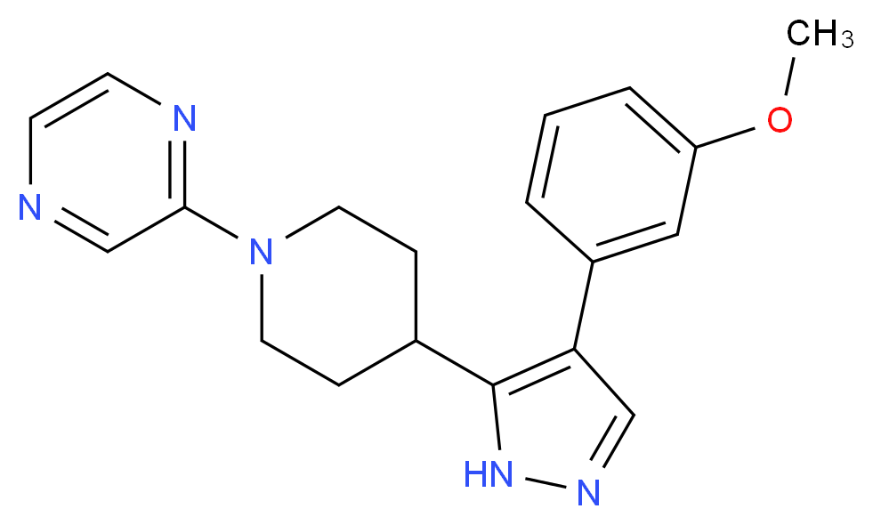 2-{4-[4-(3-methoxyphenyl)-1H-pyrazol-5-yl]piperidin-1-yl}pyrazine_Molecular_structure_CAS_)
