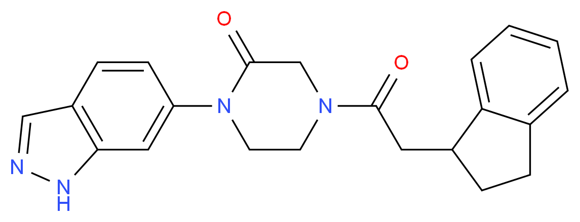 4-(2,3-dihydro-1H-inden-1-ylacetyl)-1-(1H-indazol-6-yl)-2-piperazinone_Molecular_structure_CAS_)