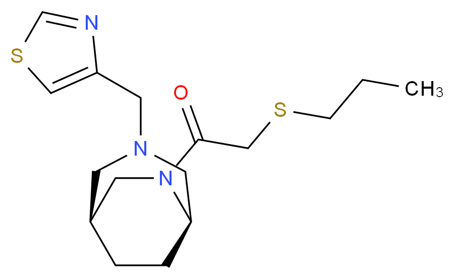 (1S*,5R*)-6-[(propylthio)acetyl]-3-(1,3-thiazol-4-ylmethyl)-3,6-diazabicyclo[3.2.2]nonane_Molecular_structure_CAS_)