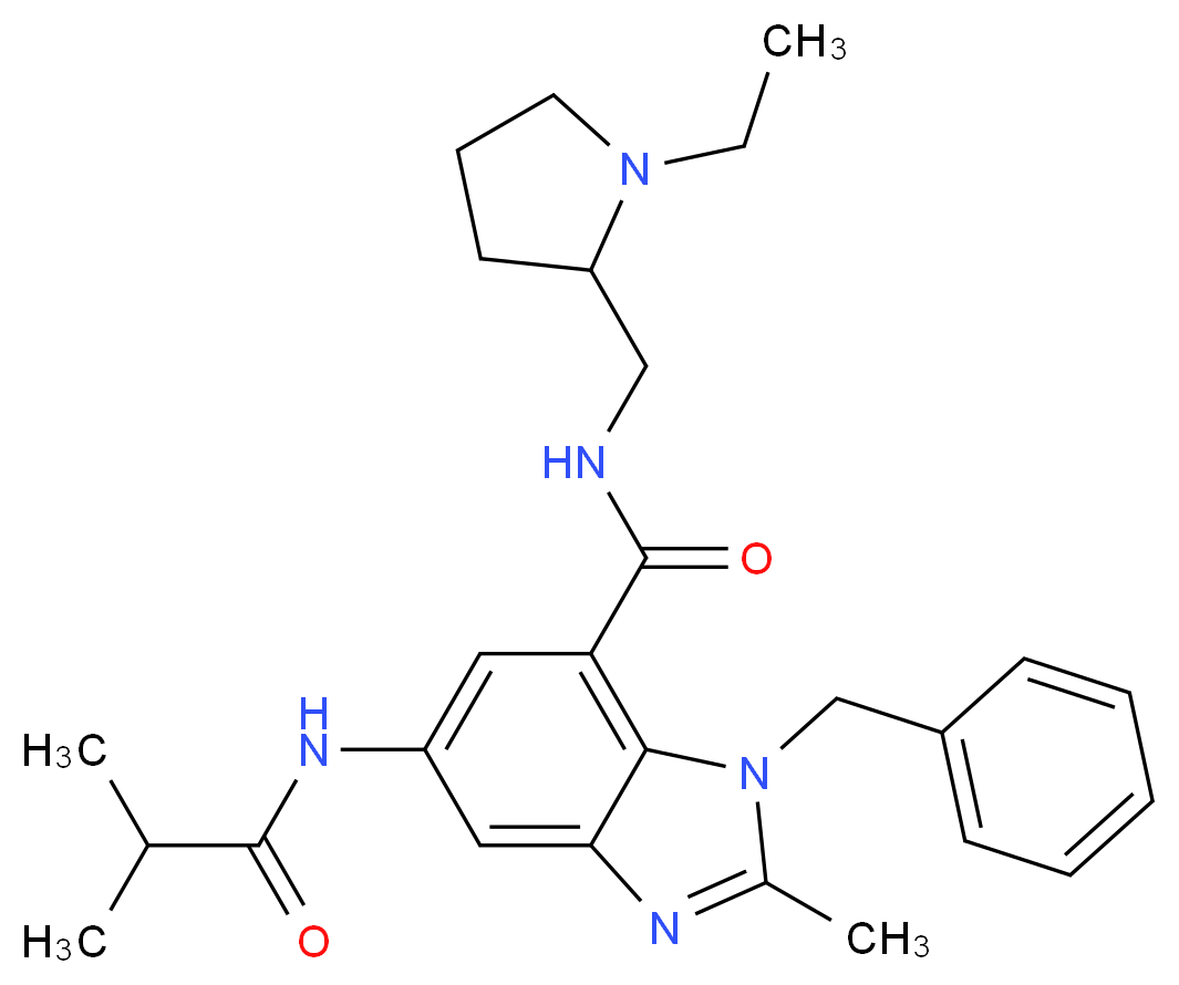 1-benzyl-N-[(1-ethyl-2-pyrrolidinyl)methyl]-5-(isobutyrylamino)-2-methyl-1H-benzimidazole-7-carboxamide_Molecular_structure_CAS_)