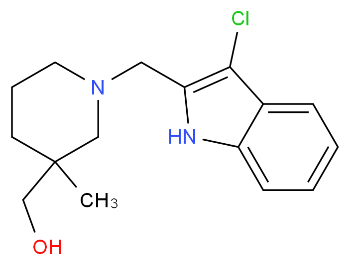 {1-[(3-chloro-1H-indol-2-yl)methyl]-3-methylpiperidin-3-yl}methanol_Molecular_structure_CAS_)