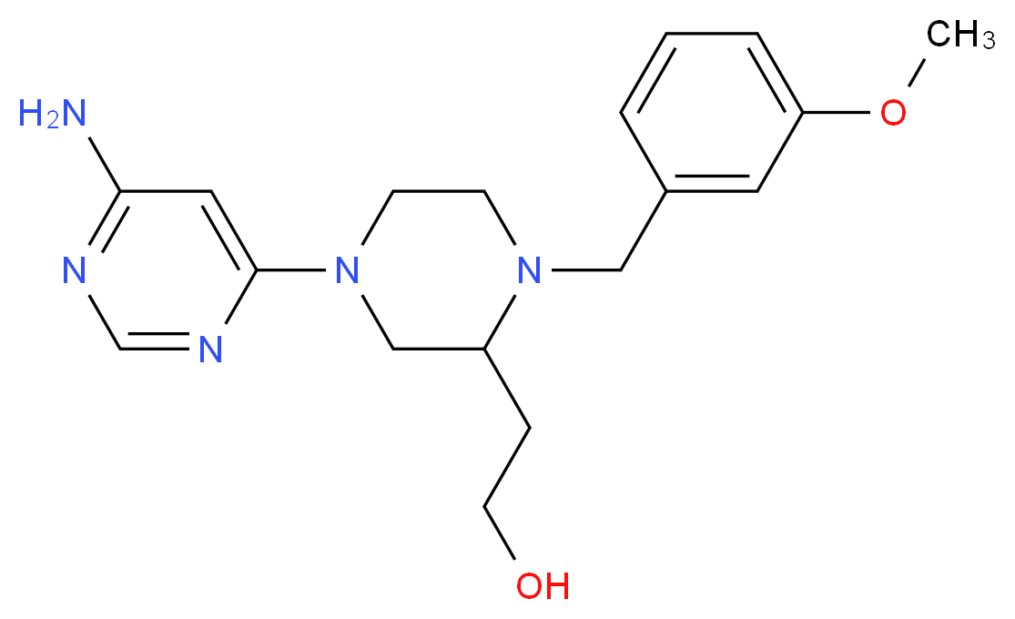 2-[4-(6-amino-4-pyrimidinyl)-1-(3-methoxybenzyl)-2-piperazinyl]ethanol_Molecular_structure_CAS_)
