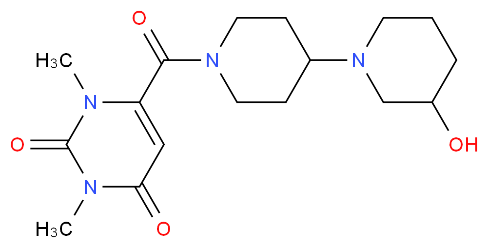 6-[(3-hydroxy-1,4'-bipiperidin-1'-yl)carbonyl]-1,3-dimethyl-2,4(1H,3H)-pyrimidinedione_Molecular_structure_CAS_)