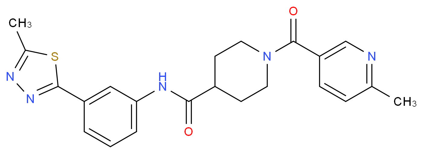 1-[(6-methyl-3-pyridinyl)carbonyl]-N-[3-(5-methyl-1,3,4-thiadiazol-2-yl)phenyl]-4-piperidinecarboxamide_Molecular_structure_CAS_)