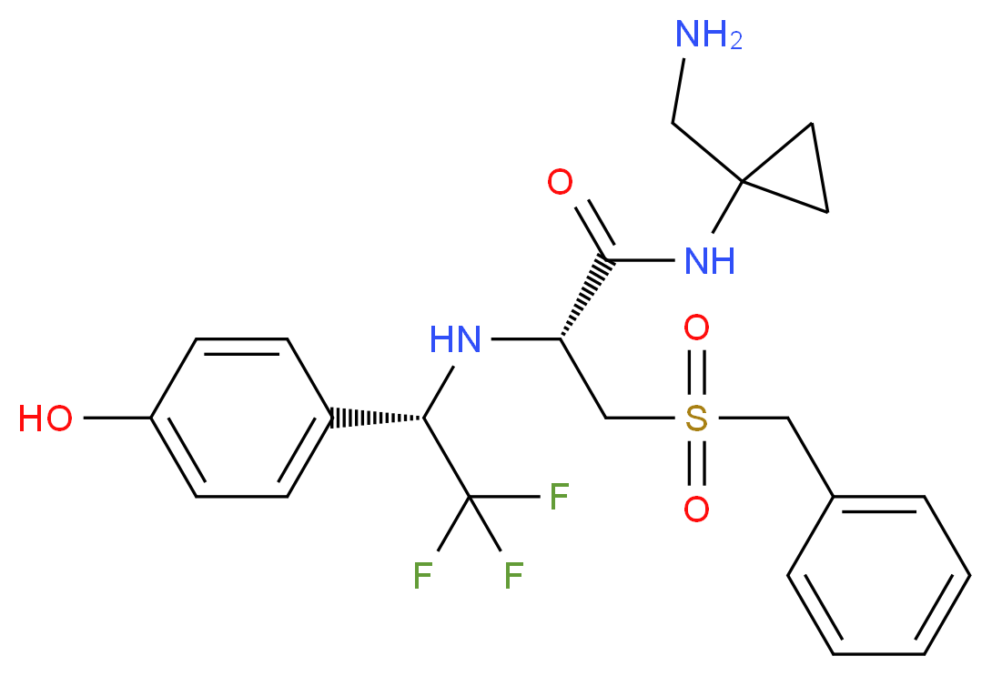 N-[1-(AMINOMETHYL)CYCLOPROPYL]-3-(BENZYLSULFONYL)-N~2~-[(1S)-2,2,2-TRIFLUORO-1-(4-HYDROXYPHENYL)ETHYL]-L-ALANINAMIDE_Molecular_structure_CAS_)