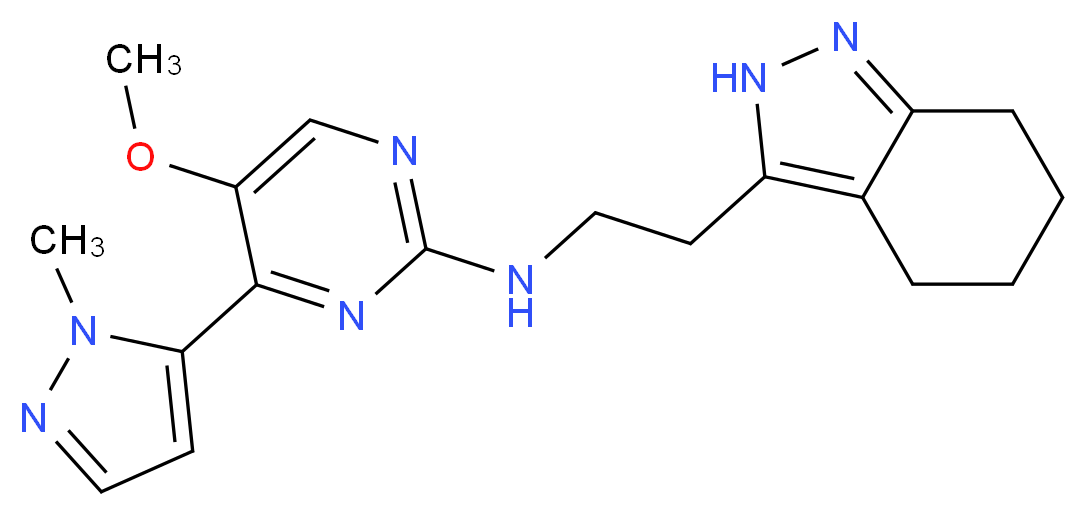 5-methoxy-4-(1-methyl-1H-pyrazol-5-yl)-N-[2-(4,5,6,7-tetrahydro-2H-indazol-3-yl)ethyl]pyrimidin-2-amine_Molecular_structure_CAS_)