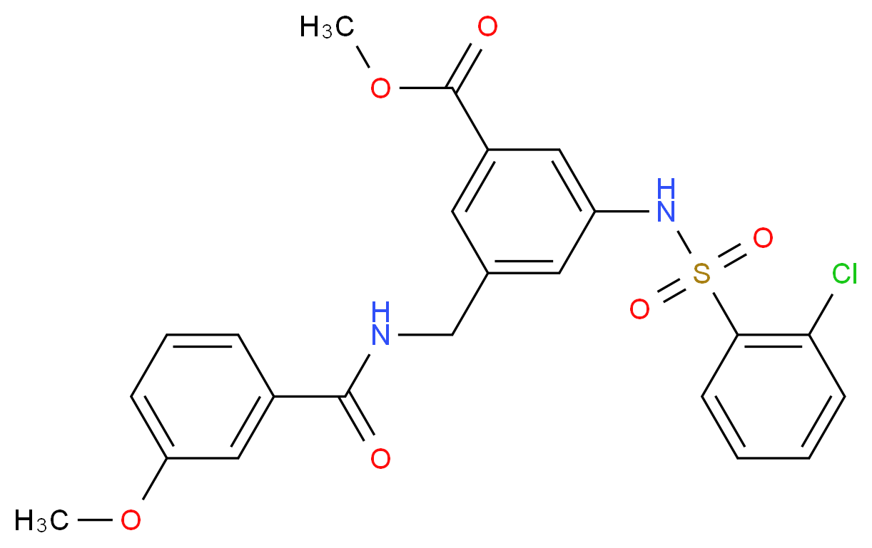 methyl 3-{[(2-chlorophenyl)sulfonyl]amino}-5-{[(3-methoxybenzoyl)amino]methyl}benzoate_Molecular_structure_CAS_)