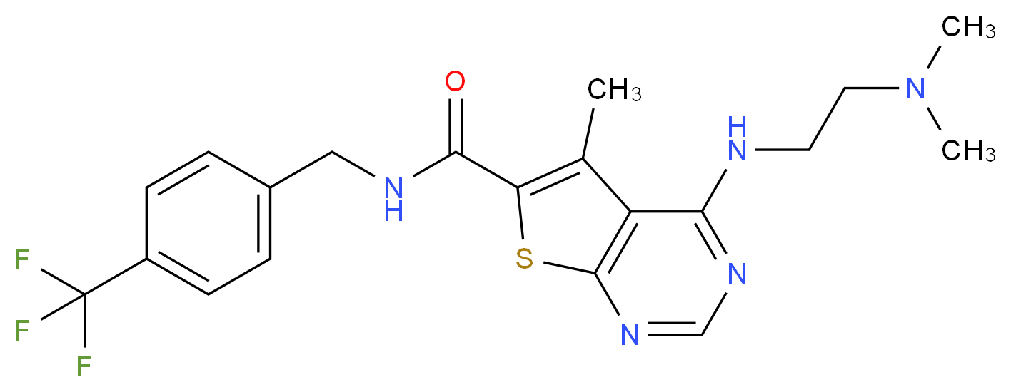 4-{[2-(dimethylamino)ethyl]amino}-5-methyl-N-[4-(trifluoromethyl)benzyl]thieno[2,3-d]pyrimidine-6-carboxamide_Molecular_structure_CAS_)