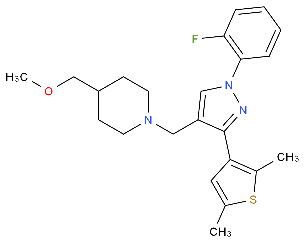 1-{[3-(2,5-dimethyl-3-thienyl)-1-(2-fluorophenyl)-1H-pyrazol-4-yl]methyl}-4-(methoxymethyl)piperidine_Molecular_structure_CAS_)