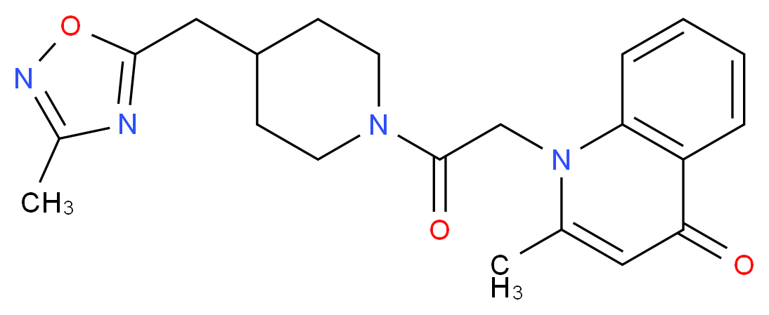 2-methyl-1-(2-{4-[(3-methyl-1,2,4-oxadiazol-5-yl)methyl]piperidin-1-yl}-2-oxoethyl)quinolin-4(1H)-one_Molecular_structure_CAS_)