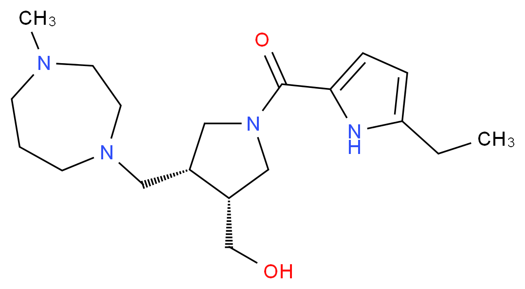 {(3R*,4R*)-1-[(5-ethyl-1H-pyrrol-2-yl)carbonyl]-4-[(4-methyl-1,4-diazepan-1-yl)methyl]pyrrolidin-3-yl}methanol_Molecular_structure_CAS_)