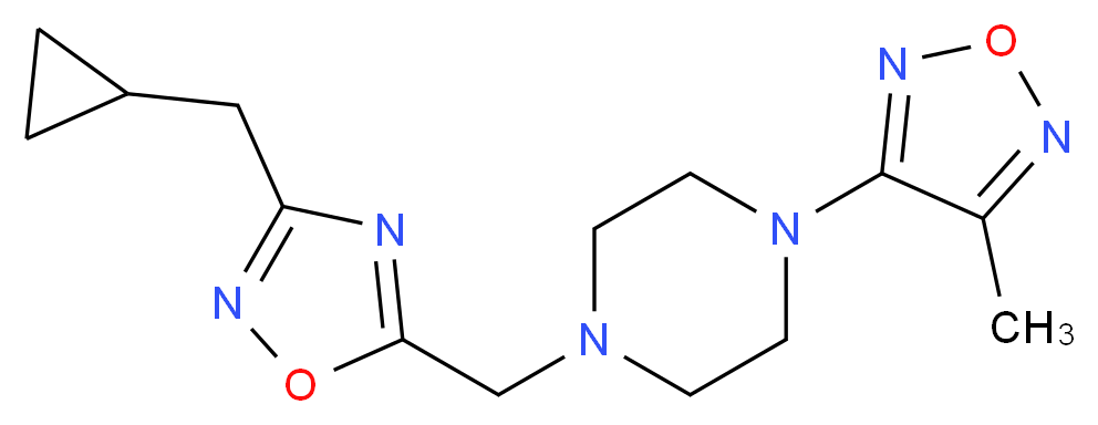 1-{[3-(cyclopropylmethyl)-1,2,4-oxadiazol-5-yl]methyl}-4-(4-methyl-1,2,5-oxadiazol-3-yl)piperazine_Molecular_structure_CAS_)