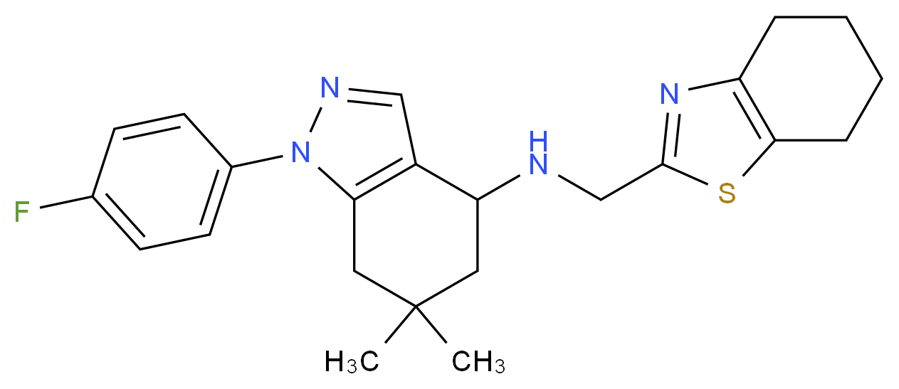 1-(4-fluorophenyl)-6,6-dimethyl-N-(4,5,6,7-tetrahydro-1,3-benzothiazol-2-ylmethyl)-4,5,6,7-tetrahydro-1H-indazol-4-amine_Molecular_structure_CAS_)