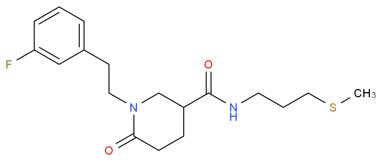 1-[2-(3-fluorophenyl)ethyl]-N-[3-(methylthio)propyl]-6-oxo-3-piperidinecarboxamide_Molecular_structure_CAS_)