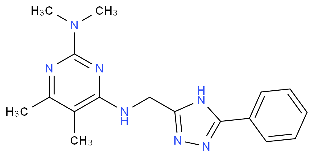 N~2~,N~2~,5,6-tetramethyl-N~4~-[(5-phenyl-4H-1,2,4-triazol-3-yl)methyl]pyrimidine-2,4-diamine_Molecular_structure_CAS_)