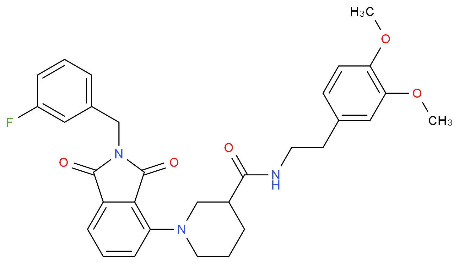 N-[2-(3,4-dimethoxyphenyl)ethyl]-1-[2-(3-fluorobenzyl)-1,3-dioxo-2,3-dihydro-1H-isoindol-4-yl]-3-piperidinecarboxamide_Molecular_structure_CAS_)
