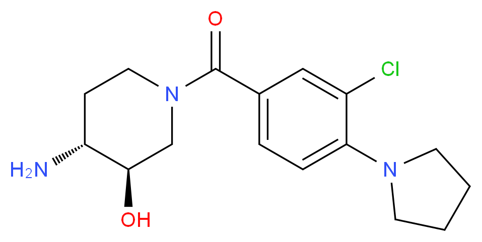 (3R*,4R*)-4-amino-1-(3-chloro-4-pyrrolidin-1-ylbenzoyl)piperidin-3-ol_Molecular_structure_CAS_)