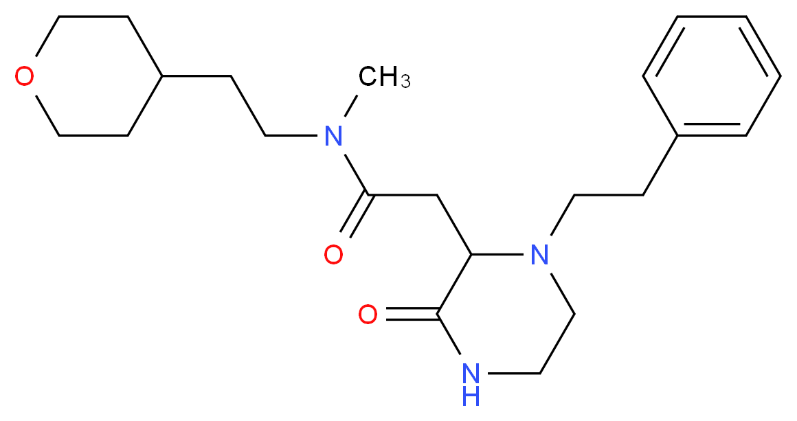 N-methyl-2-[3-oxo-1-(2-phenylethyl)-2-piperazinyl]-N-[2-(tetrahydro-2H-pyran-4-yl)ethyl]acetamide_Molecular_structure_CAS_)