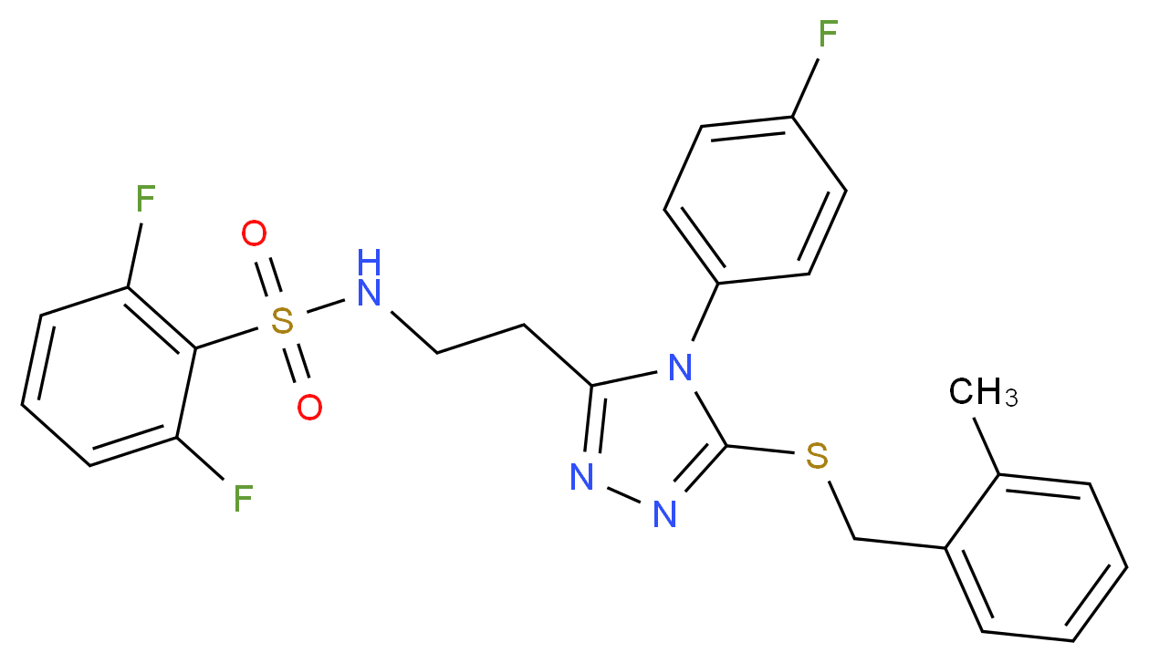 2,6-difluoro-N-(2-{4-(4-fluorophenyl)-5-[(2-methylbenzyl)thio]-4H-1,2,4-triazol-3-yl}ethyl)benzenesulfonamide_Molecular_structure_CAS_)