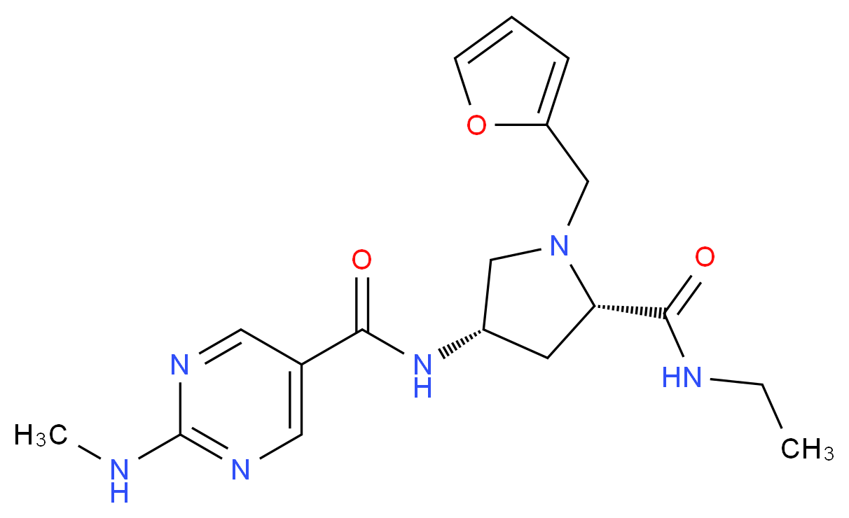 N-[(3S,5S)-5-[(ethylamino)carbonyl]-1-(2-furylmethyl)pyrrolidin-3-yl]-2-(methylamino)pyrimidine-5-carboxamide (non-preferred name)_Molecular_structure_CAS_)