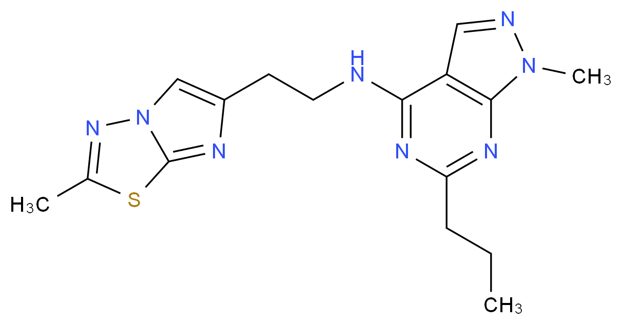 1-methyl-N-[2-(2-methylimidazo[2,1-b][1,3,4]thiadiazol-6-yl)ethyl]-6-propyl-1H-pyrazolo[3,4-d]pyrimidin-4-amine_Molecular_structure_CAS_)