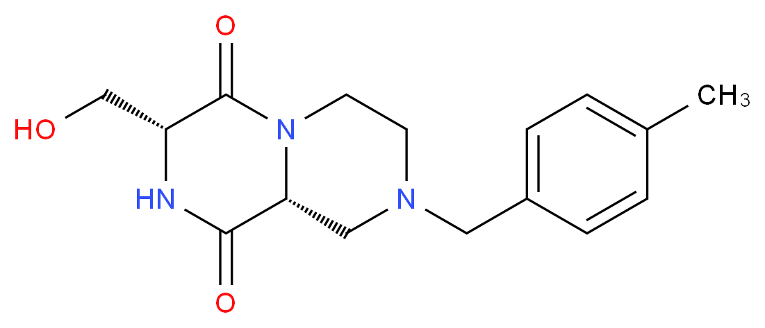 (3R,9aR)-3-(hydroxymethyl)-8-(4-methylbenzyl)tetrahydro-2H-pyrazino[1,2-a]pyrazine-1,4(3H,6H)-dione_Molecular_structure_CAS_)