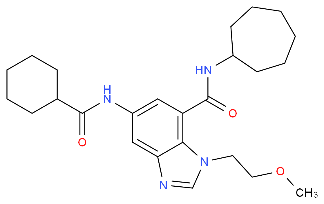 N-cycloheptyl-5-[(cyclohexylcarbonyl)amino]-1-(2-methoxyethyl)-1H-benzimidazole-7-carboxamide_Molecular_structure_CAS_)