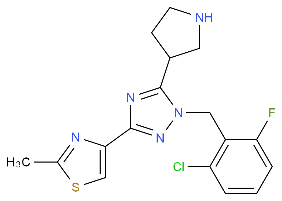 1-(2-chloro-6-fluorobenzyl)-3-(2-methyl-1,3-thiazol-4-yl)-5-pyrrolidin-3-yl-1H-1,2,4-triazole_Molecular_structure_CAS_)